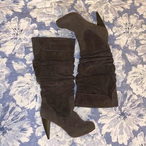 Gray suede Knee high boots